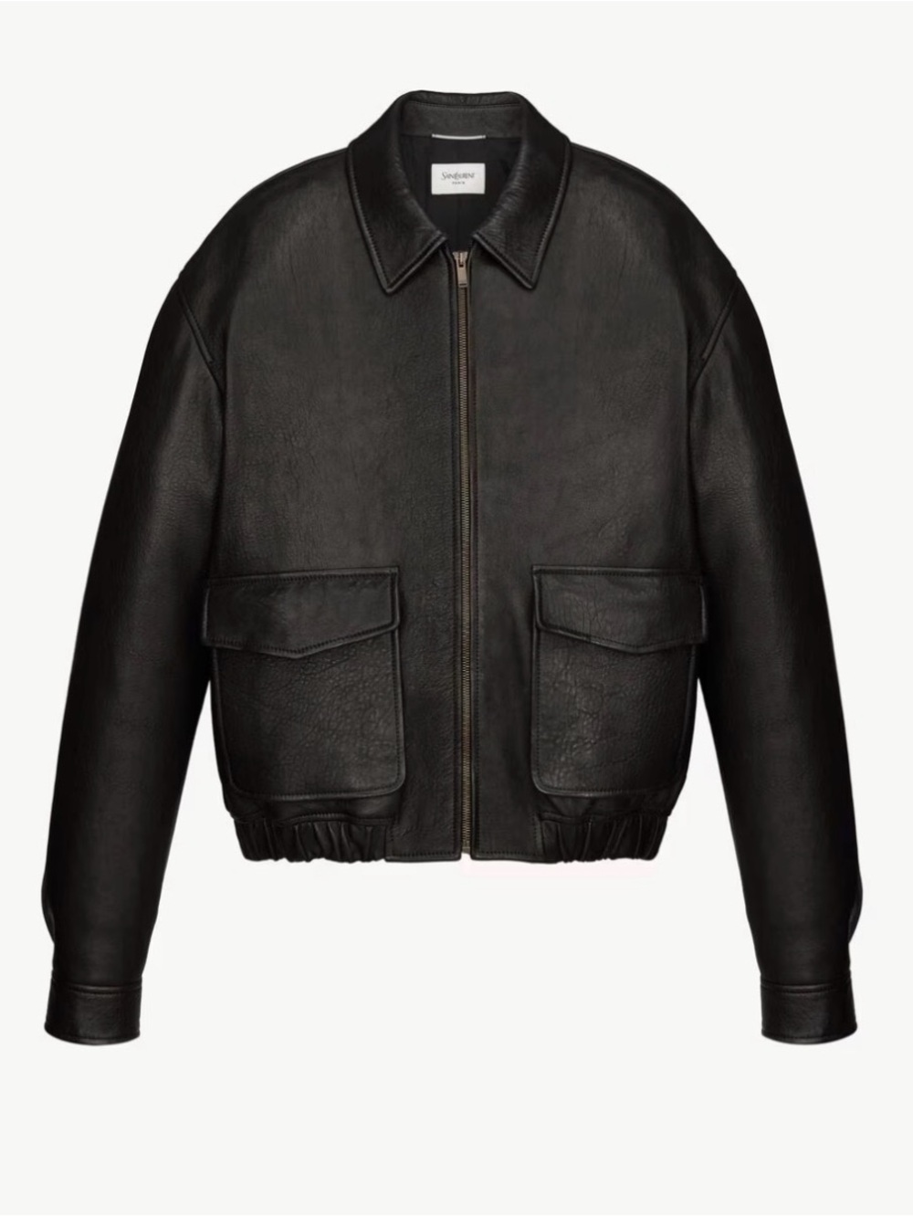 Saint Laurent Black Leather Bomber Jacket